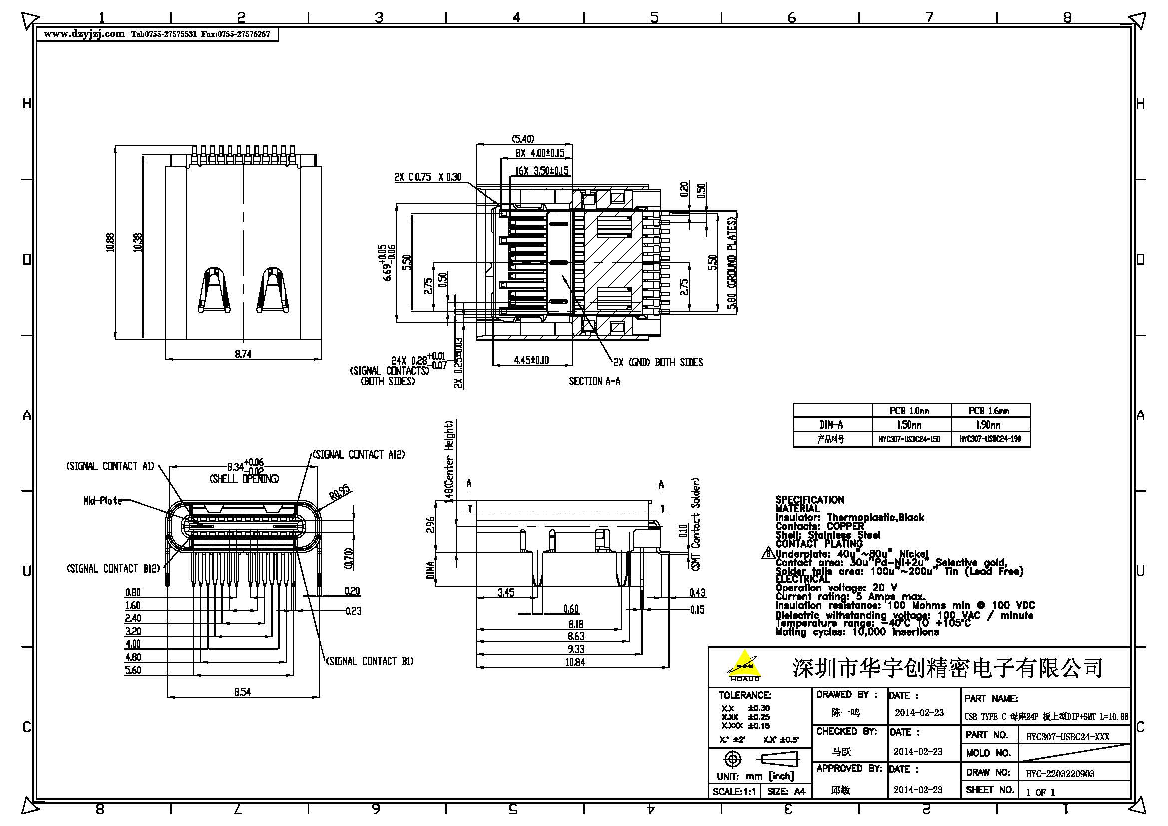USB TYPE C 母座24P 板上型DIP+SMT L=10.88产品图_页面_1.jpg