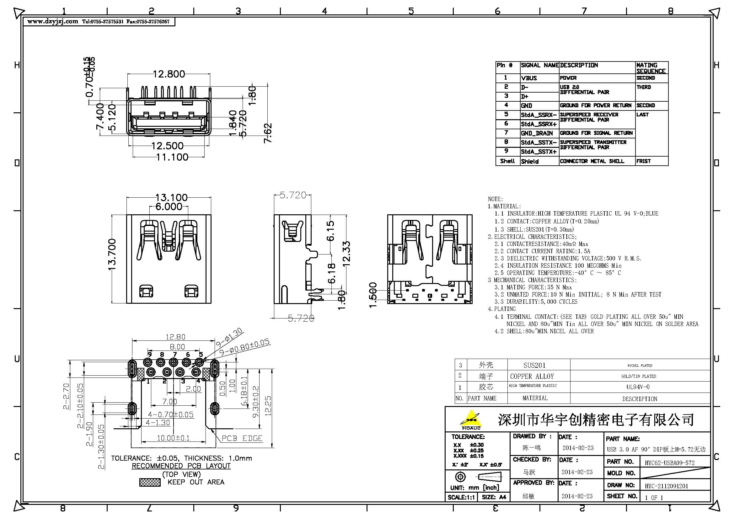 USB 3.0 AF 90° DIP板上H=5.72 无卷边产品图.jpg