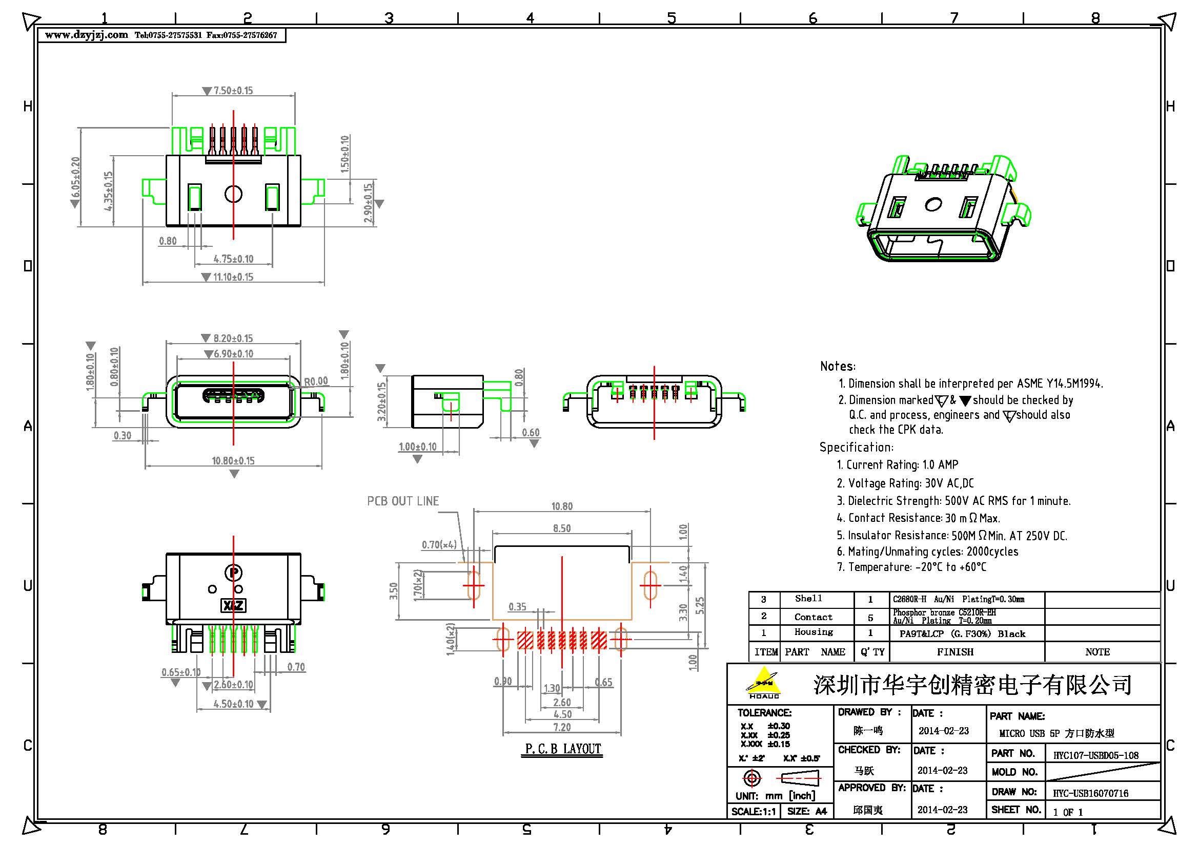 MICRO USB 5P 方口防水型产品图.jpg